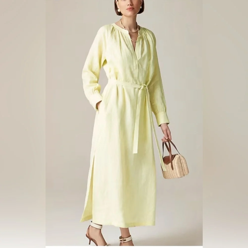 J. Crew Light Yellow Long Sleeve Dress - Picture 1 of 7